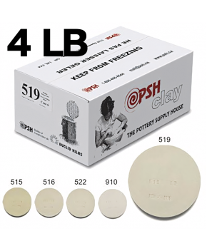 PSH #519 Cone 6 White Ceramic Clay Body, 4 lb PSH #519 Cone 6 White Ceramic Clay Body, 4 lb