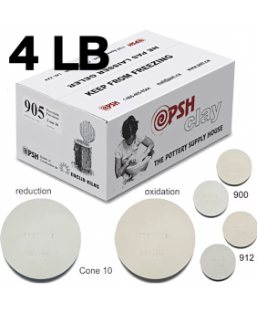 PSH #905 Cone 10 Porcelain Ceramic Clay Body, 4 lb PSH #905 Cone 10 Porcelain Ceramic Clay Body, 4 lb