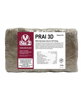 SIO-2® PRAI White Stoneware High Fire Ceramic 3D Clay Body, 3.5 lb Sample