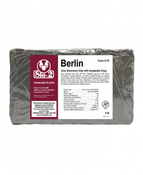 SIO-2® Berlin Gray Stoneware High Fire Ceramic Clay Body, 4 lb Sample