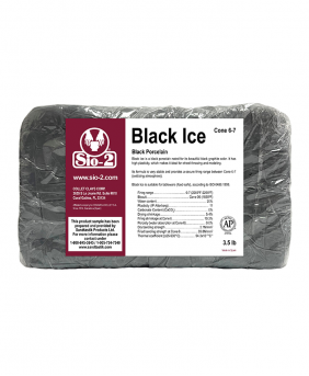 SIO-2® Black Ice Porcelain High Fire Ceramic Clay Body, 3.5 lb Sample