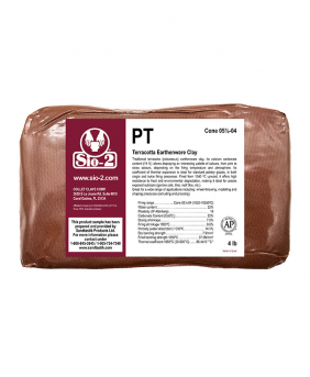SIO-2® PT Terracotta Earthenware Low Fire Ceramic Clay Body, 4 lb Sample