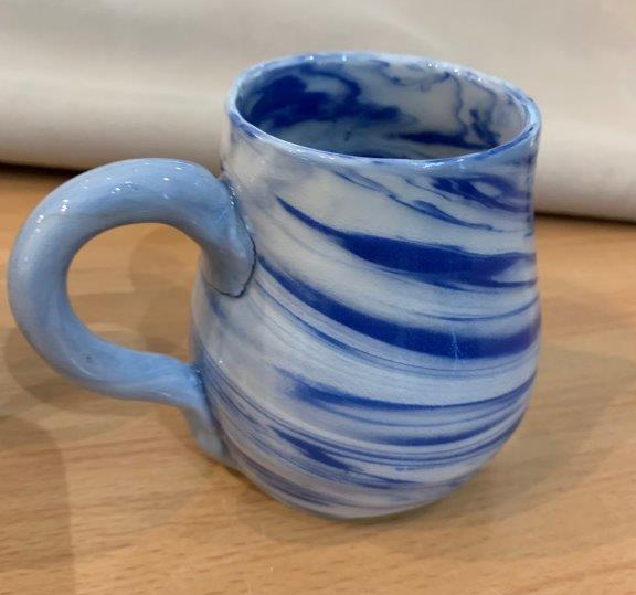 Swirled mugs made by Moira - A student at Donn Zver's School of Pottery