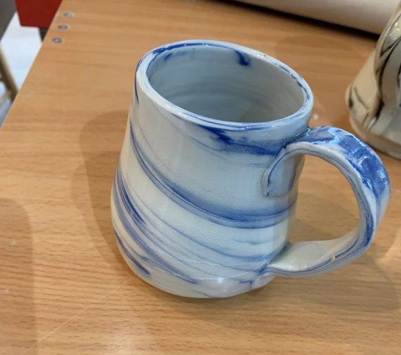Swirled mugs made by Moira - A student at Donn Zver's School of Pottery