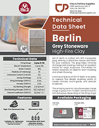 SIO-2® Berlin Grey Stoneware Clay with Impalpable Grog, 27.6 lb