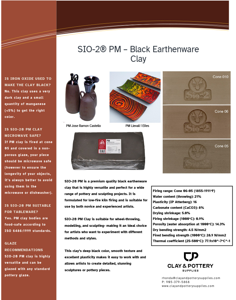 SIO-2® PM - Black Earthenware Clay, Low Fire, 4 lb Sample *SHIPPING  INCLUDED*