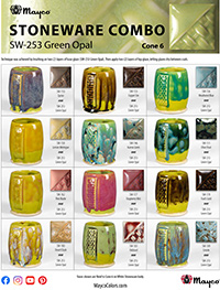 SW253 Green Opal Glaze Combinations